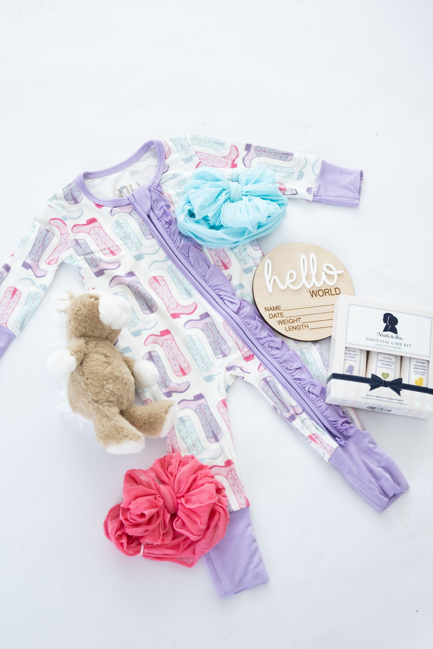 Pastel Boots Girly Newborn Gift Box