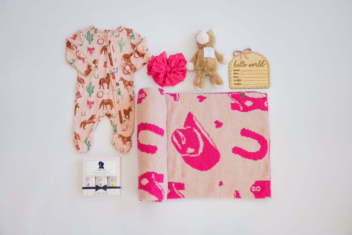 Pink Cowgirl Horse Girls Newborn Gift Box