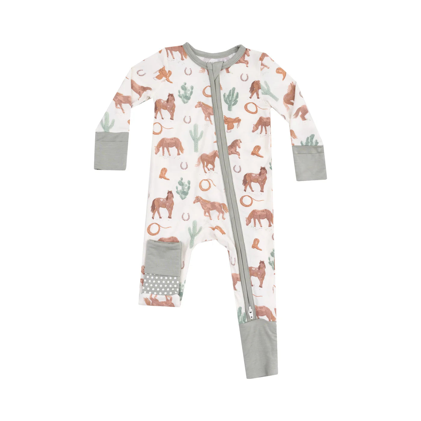 Angel Dear Boys Western Horses uni 2 Way Zipper Romper Onesie