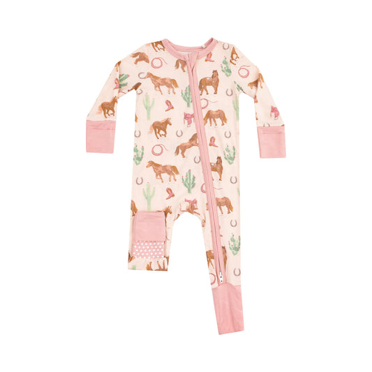 Angel Dear Girls Western Horses Bamboo Onesie