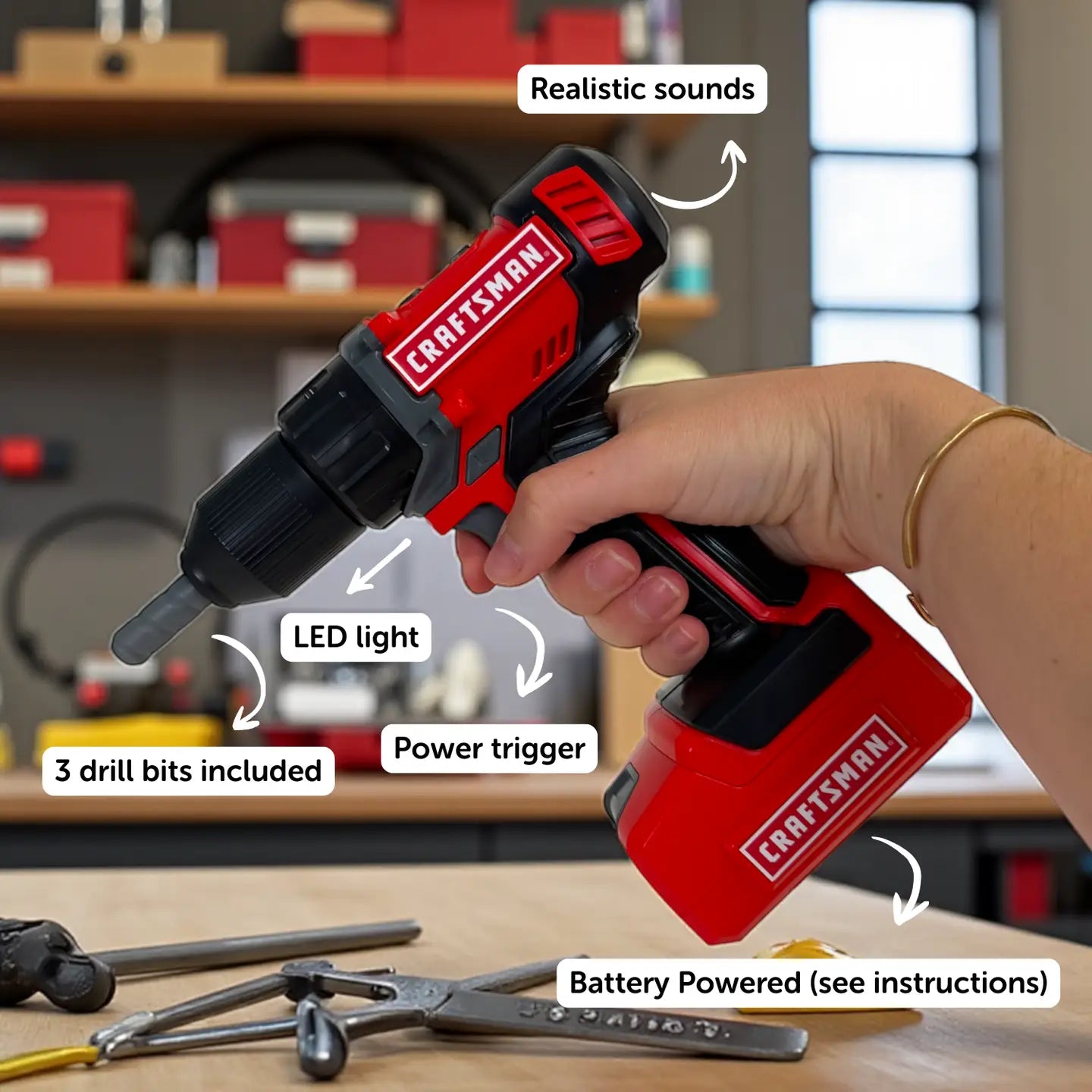 Craftsman Battery Operated Power Drill Toy Gift