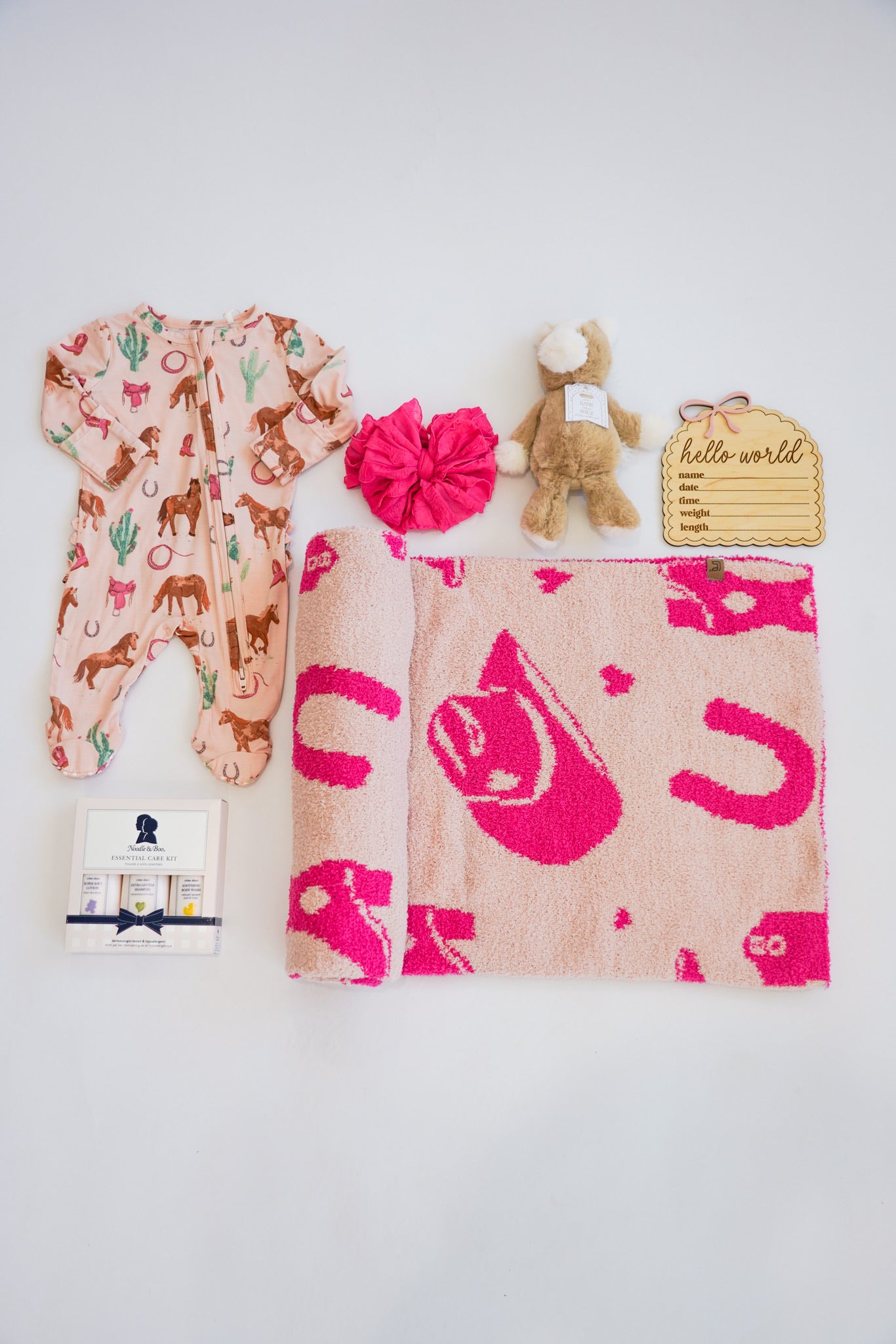 Pink Cowgirl Horse Girls Newborn Gift Box