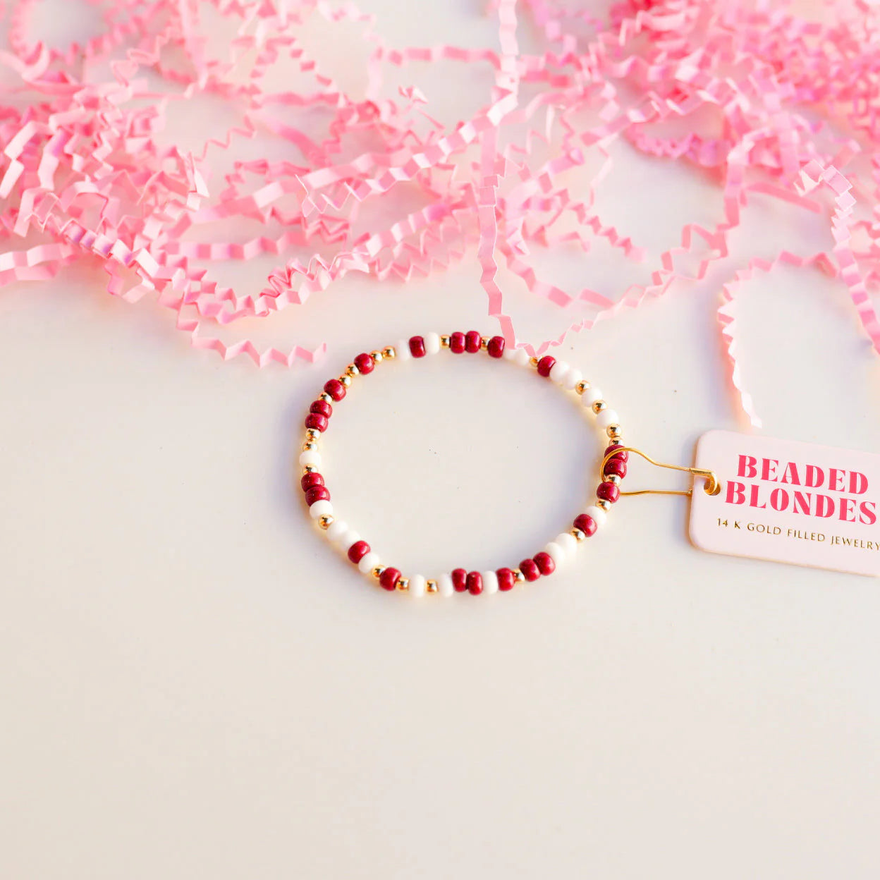 Beaded Blondes - Maroon & White Sprinkle Kids Bracelet