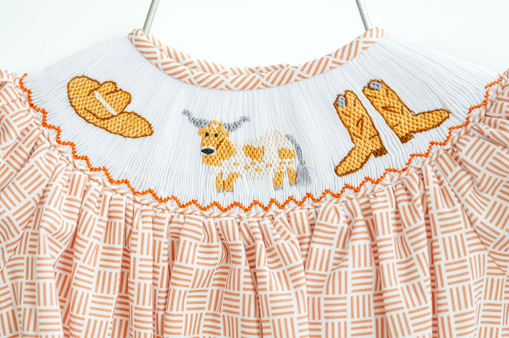 Ruth & Ralph UT Texas Longhorns Smocked Girls Bubble