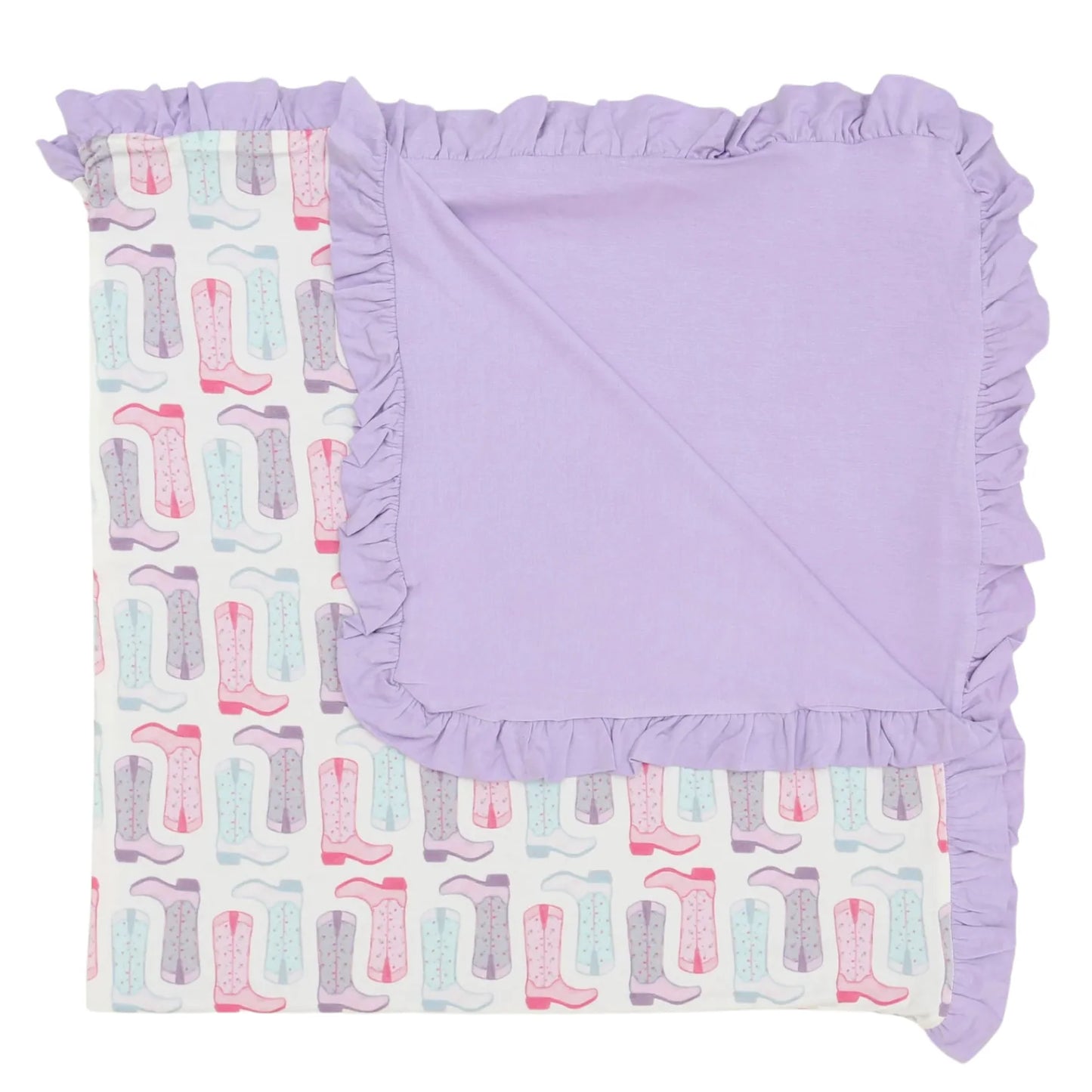 Hamner Hill Bamboo Petals & Spurs Stroller Blanket with Ruffle
