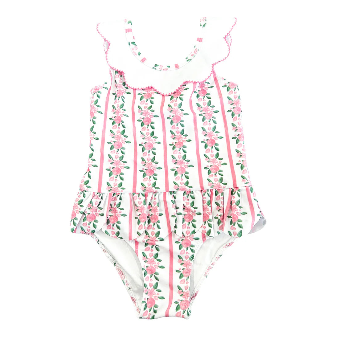 Hamner Hill The Lynlee Girls Scalloped One Piece Swim Bathing Suit