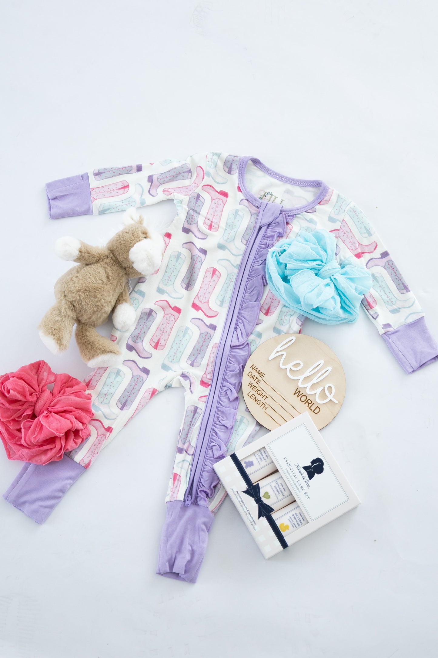 Pastel Boots Girly Newborn Gift Box