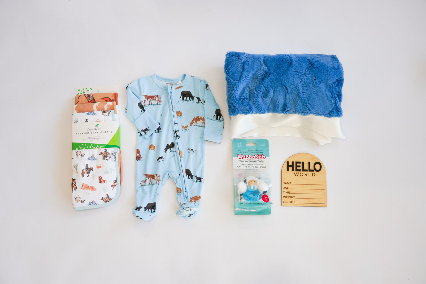 Blue Cows on The Farm Newborn Gift Box