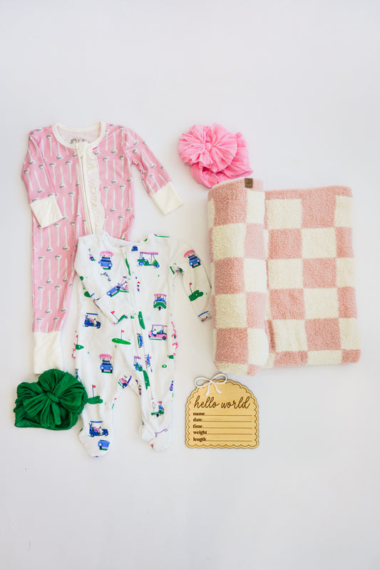 Pink Girls Golf Things Newborn Gift Box