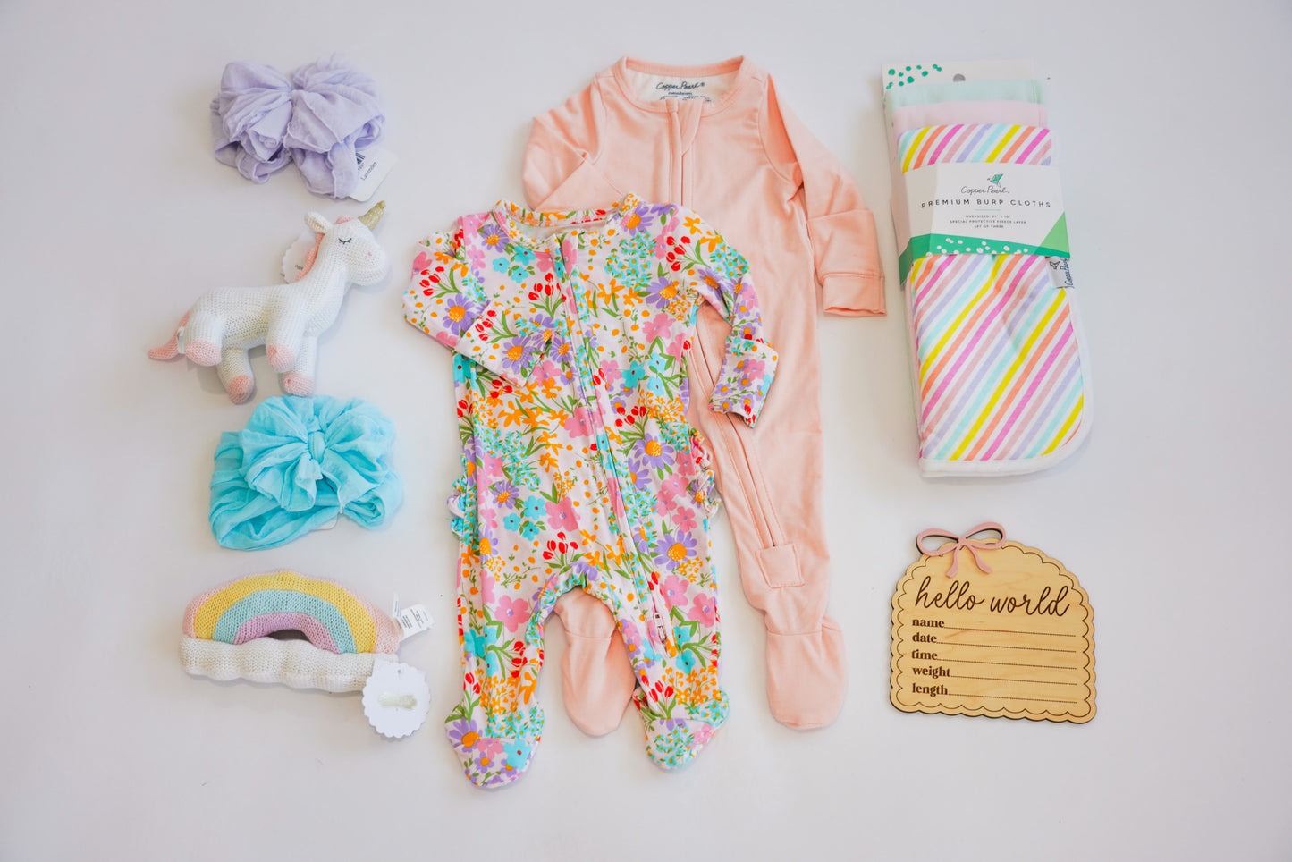 Bright Rainbow & Floral Girls Newborn Gift Box