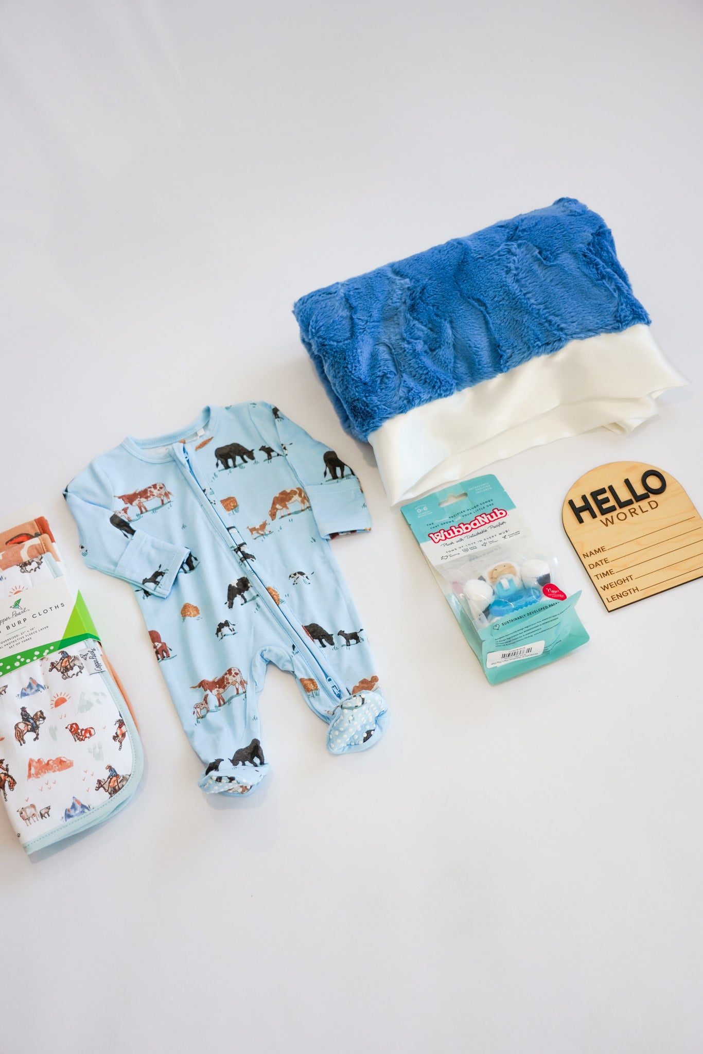 Blue Cows on The Farm Newborn Gift Box