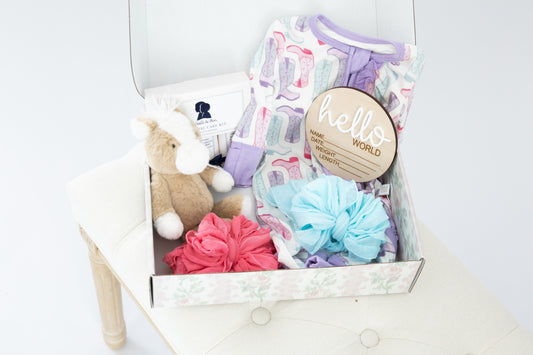 Pastel Boots Girly Newborn Gift Box