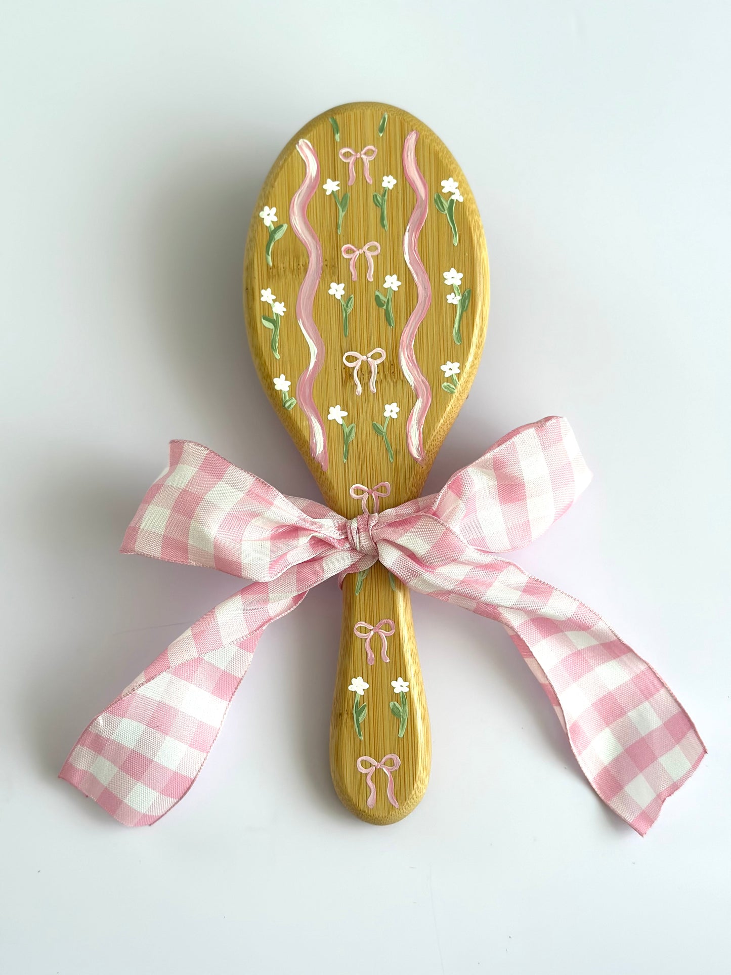 Hand Painted Girls Hair Brush - Ribbons & Bows