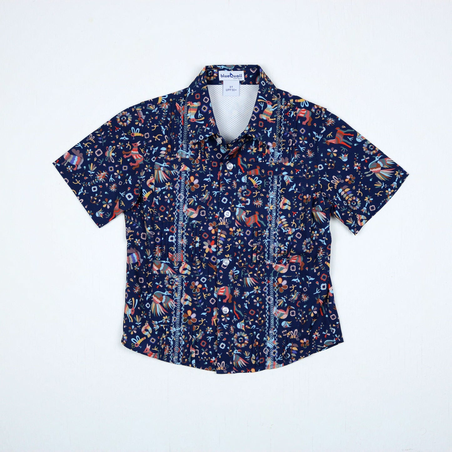 BlueQuail Guayabera Fall Otomi Short Sleeve Boys Shirt