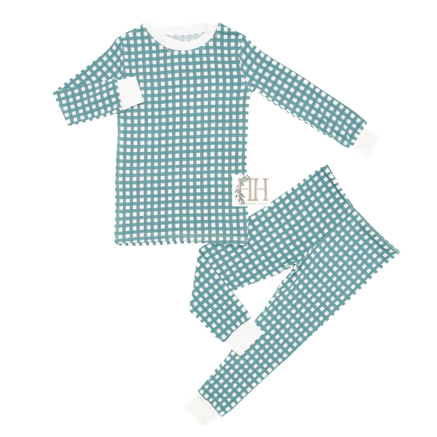 Hamner Hill Teal Check Boys Loungewear Set Two Piece Pajamas