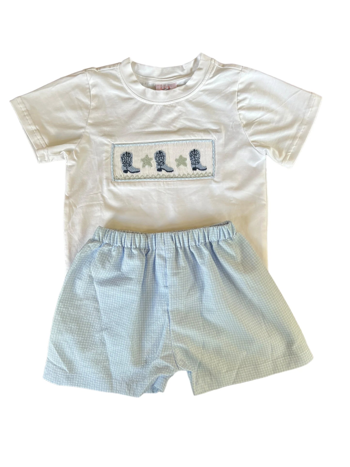 Shop Teeta Boys Smocked Cowboy Boots Boogie Shorts Set