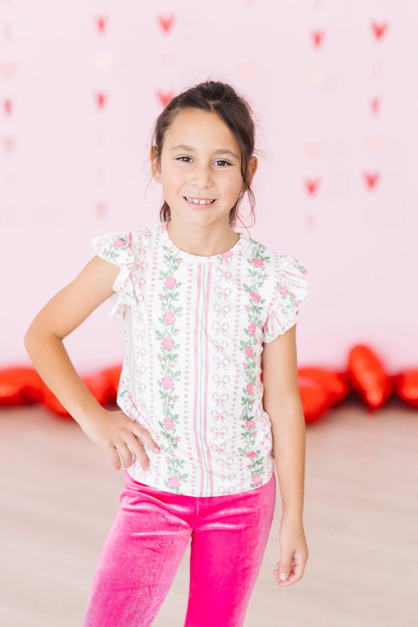 Mila & Rose Girls ROSEBUD BOWS S/S RUFFLE TEE