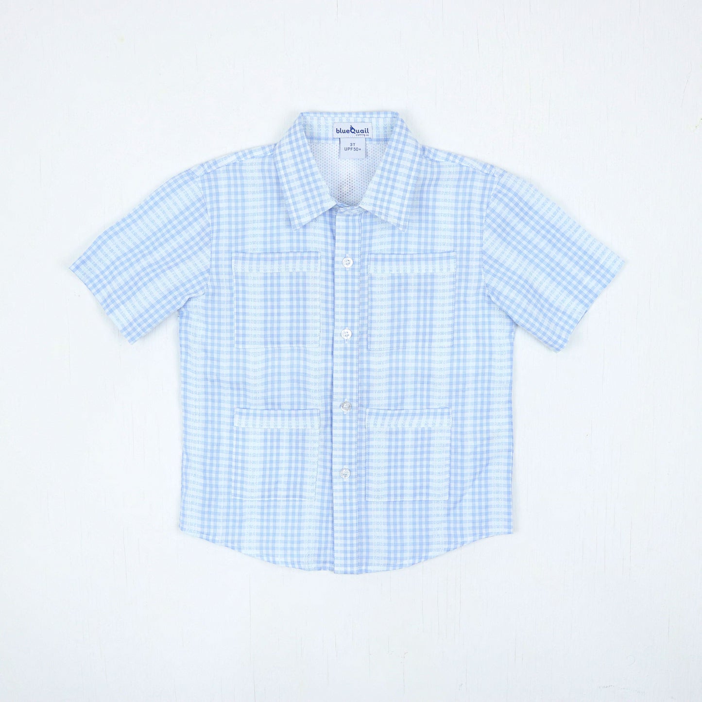 Blue Quail Guayabera Blue Plaid Boys Shirt