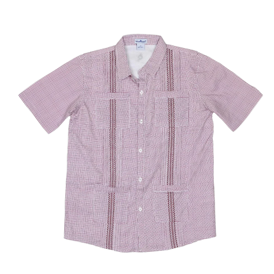 Blue Quail Guayabera Maroon Boys Short Sleeve Boys Shirt