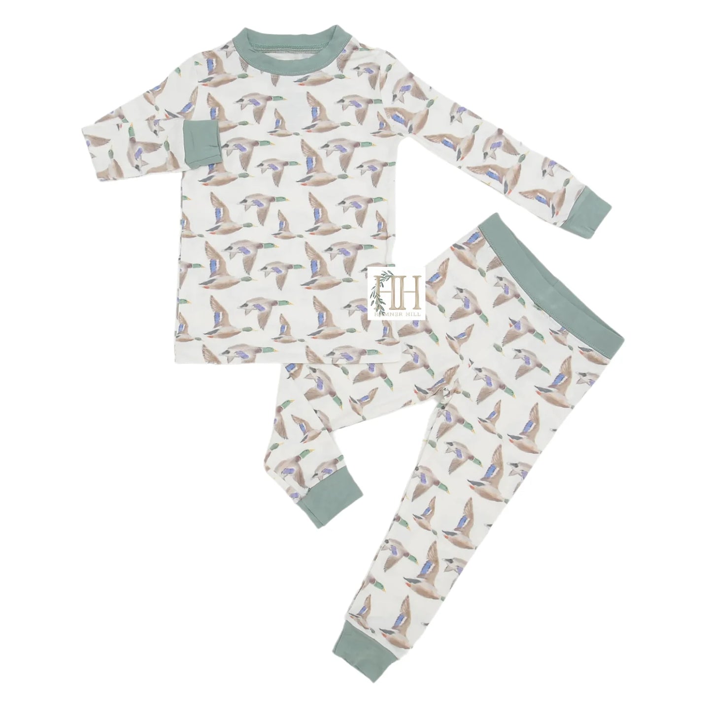 Hamner Hill Mallard Duck Flying South Two Piece Boys Bamboo Pajamas