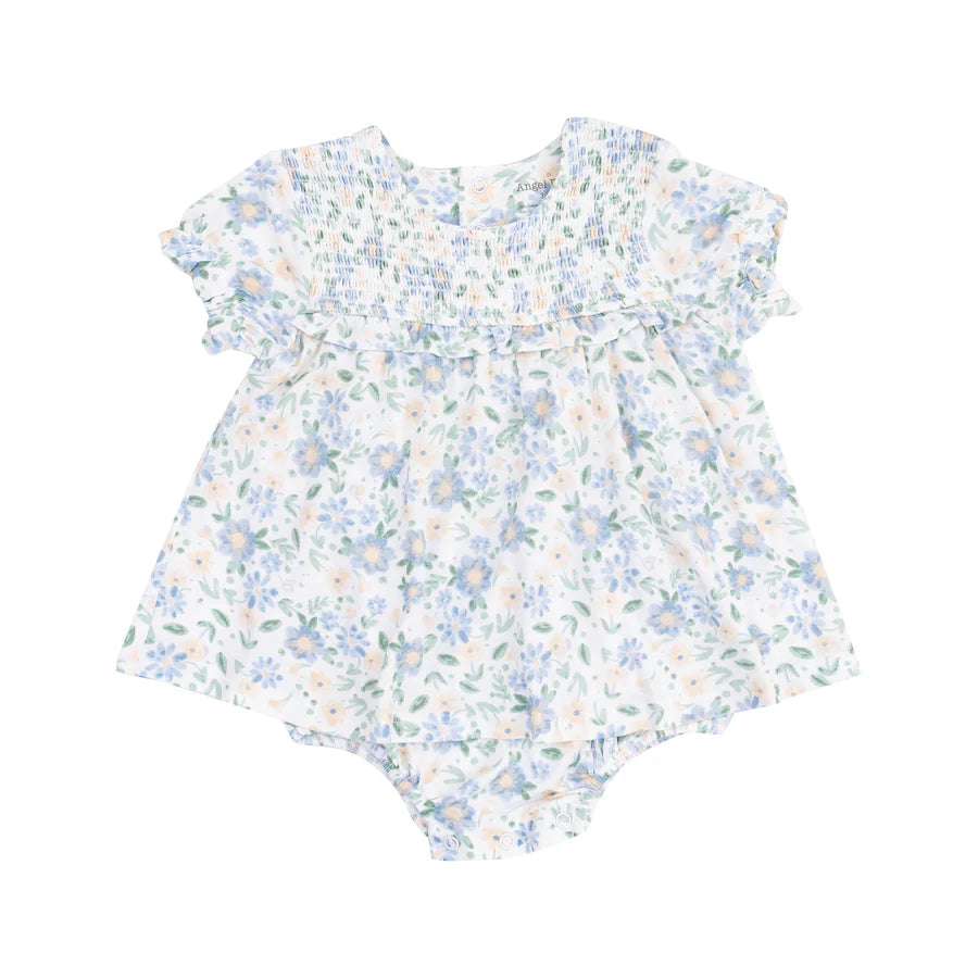 Angel Dear Girls Baby Veronical Floral Smocked Ruffle Bubble w/ Skirt