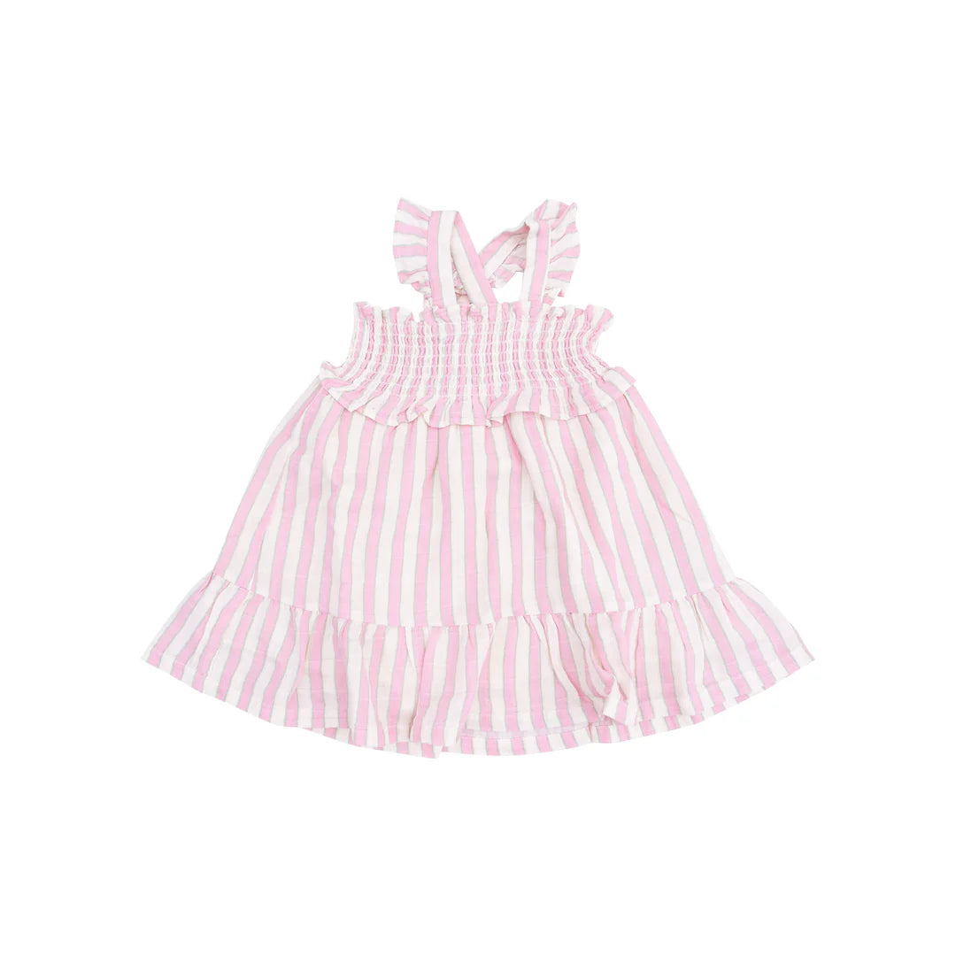 Angel Dear Girls Candy Stripe Smocked Ruffle Sun dress & Diaper Cover