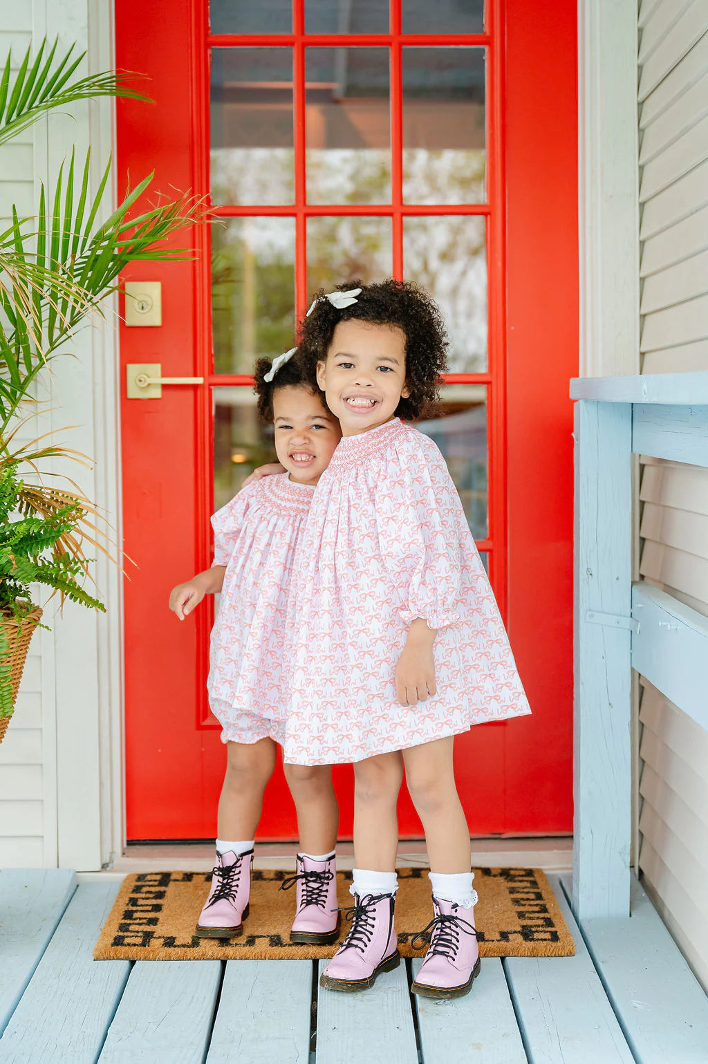 Ruth & Ralph Girls Bows Smocked Dress