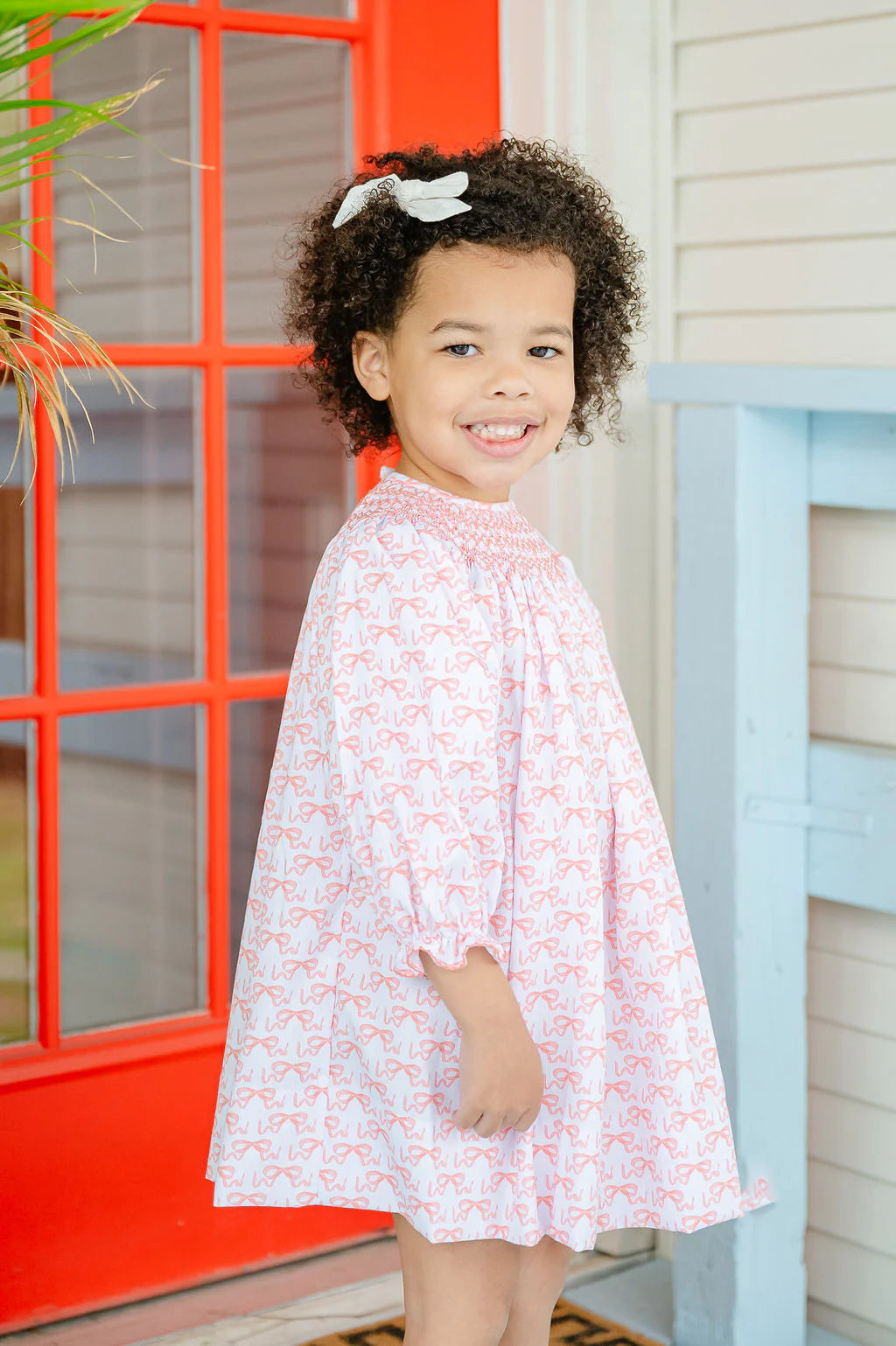 Ruth & Ralph Girls Bows Smocked Dress