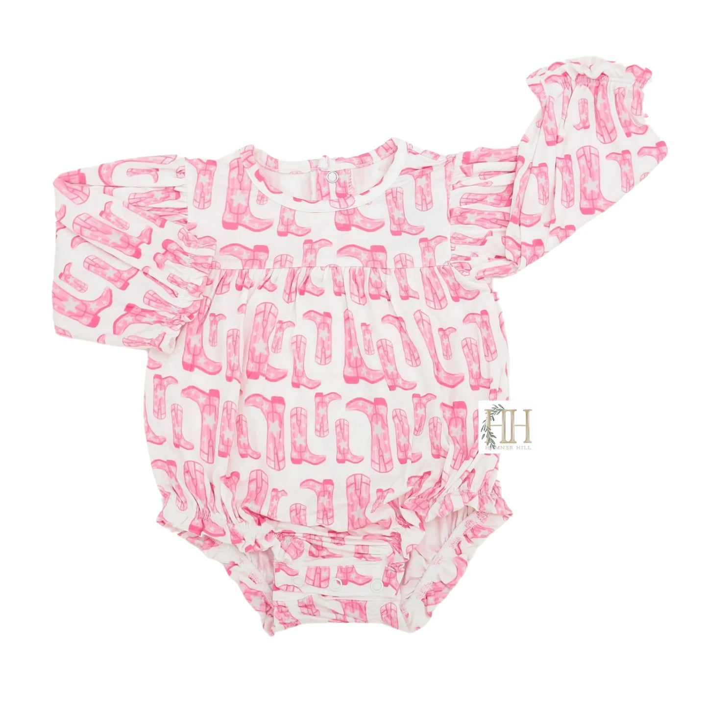 Hamner Hill Girls Pink Cowgirl Boots Bubble