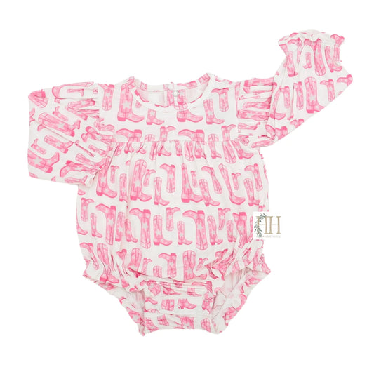 Hamner Hill Girls Pink Cowgirl Boots Bubble