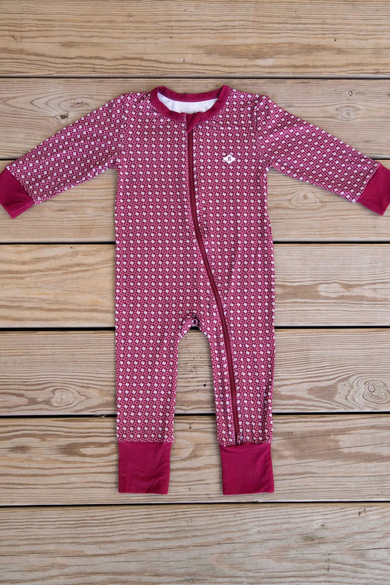 Burlebo Maroon Gig Em Texas A&M Zip Bamboo Boys Onesie