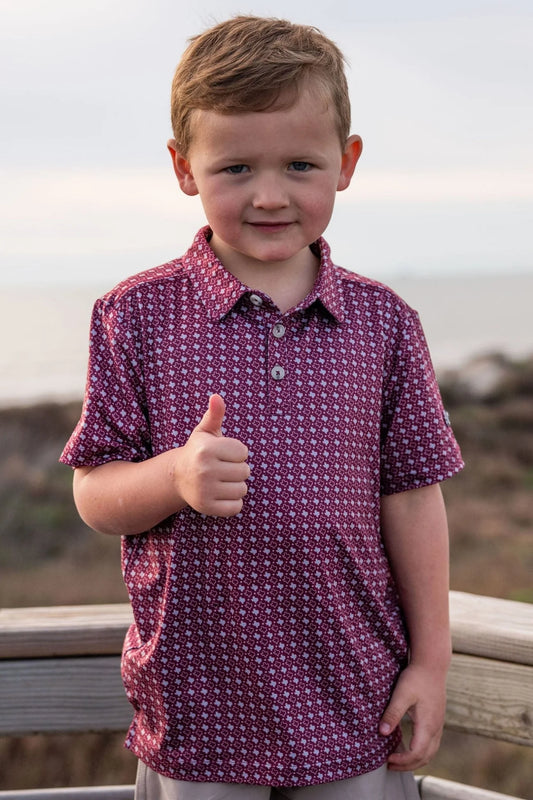 Burlebo Maroon Texas Gig ‘Em Performance Boys Polo