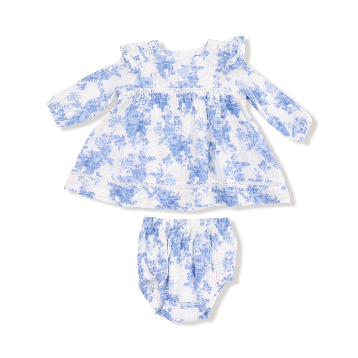 Angel Dear Dream Cotton Floral Blue Girls Long Sleeve & Diaper