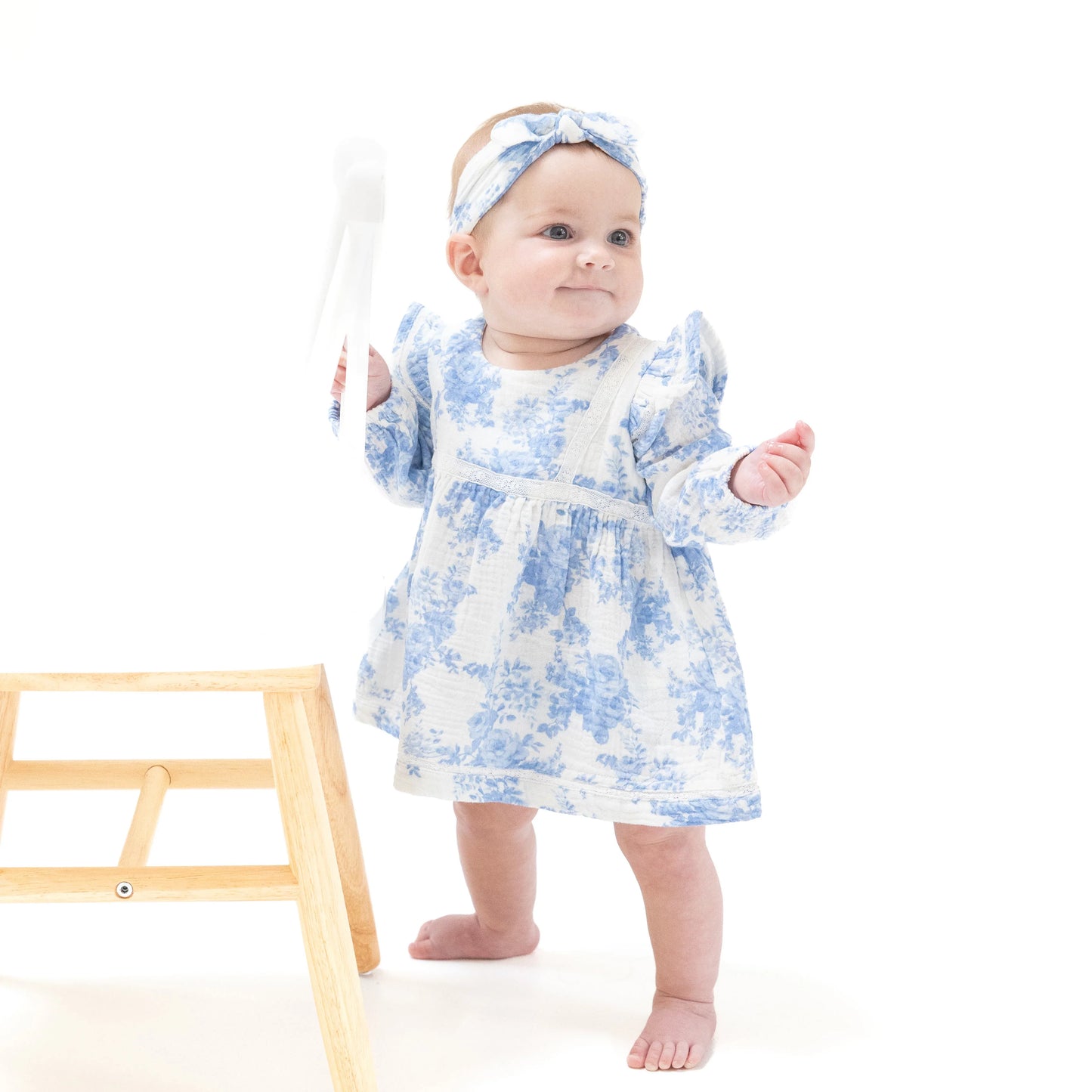 Angel Dear Dream Cotton Floral Blue Girls Long Sleeve & Diaper