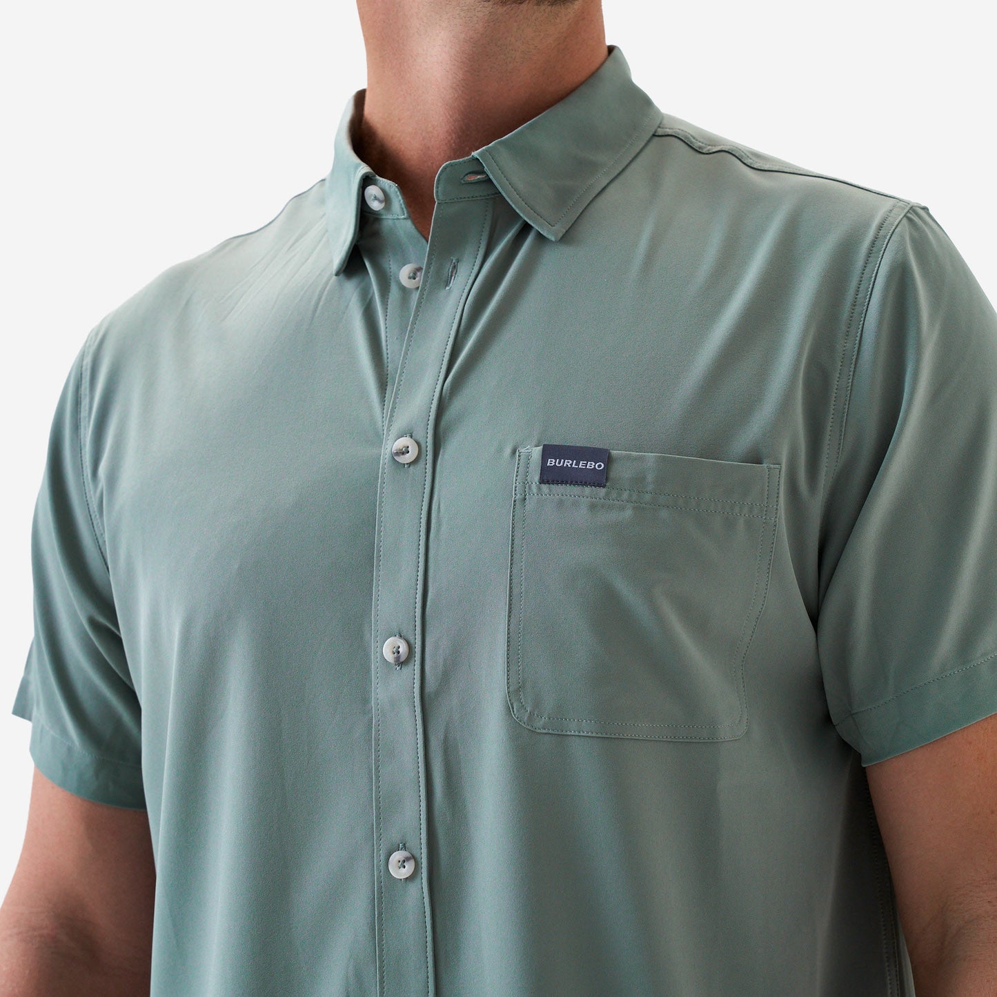 Burlebo Sage Performance Men's Button Up Short Sleeve