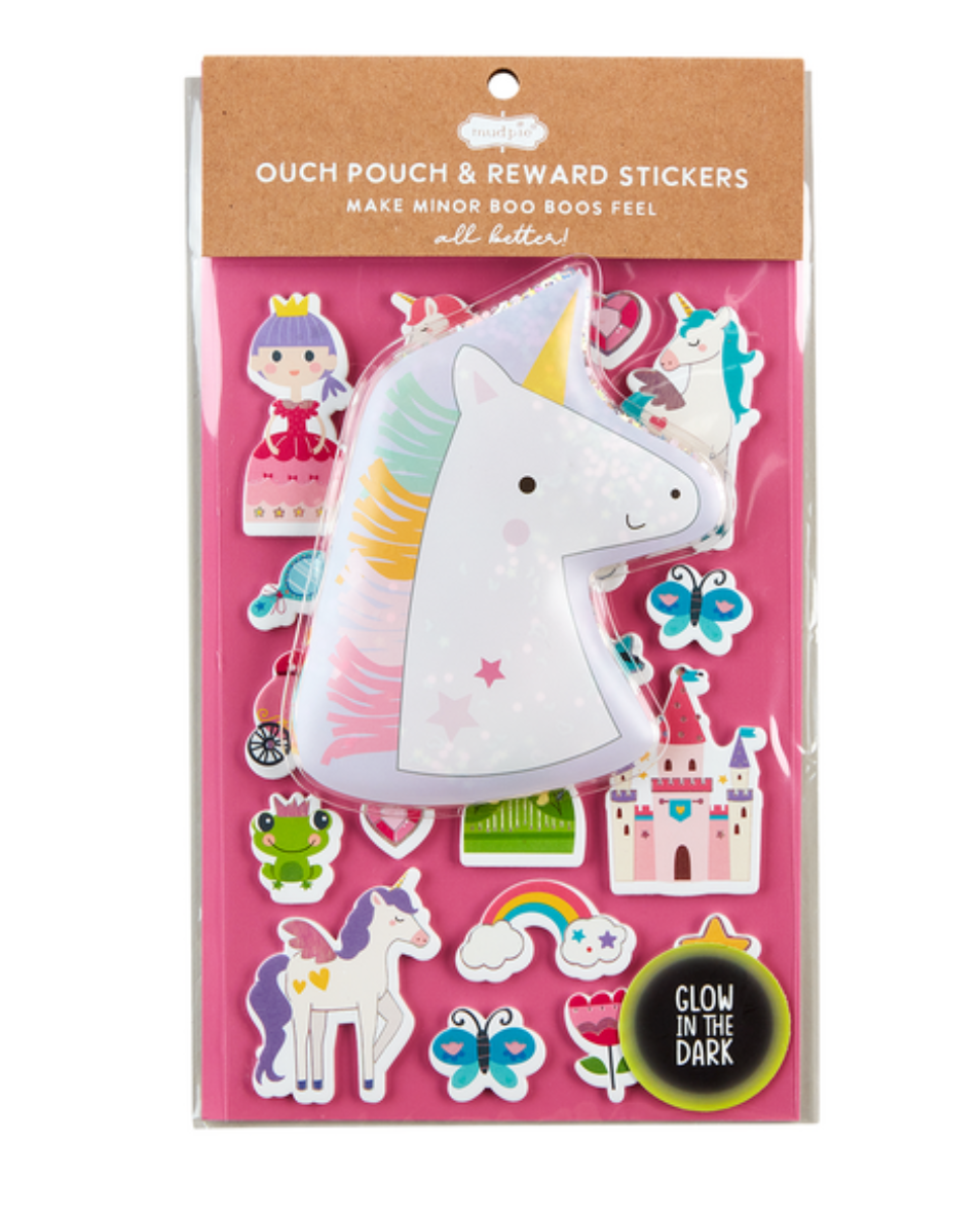 Mud Pie Unicorn Ouch Pouch & Stickers Gift