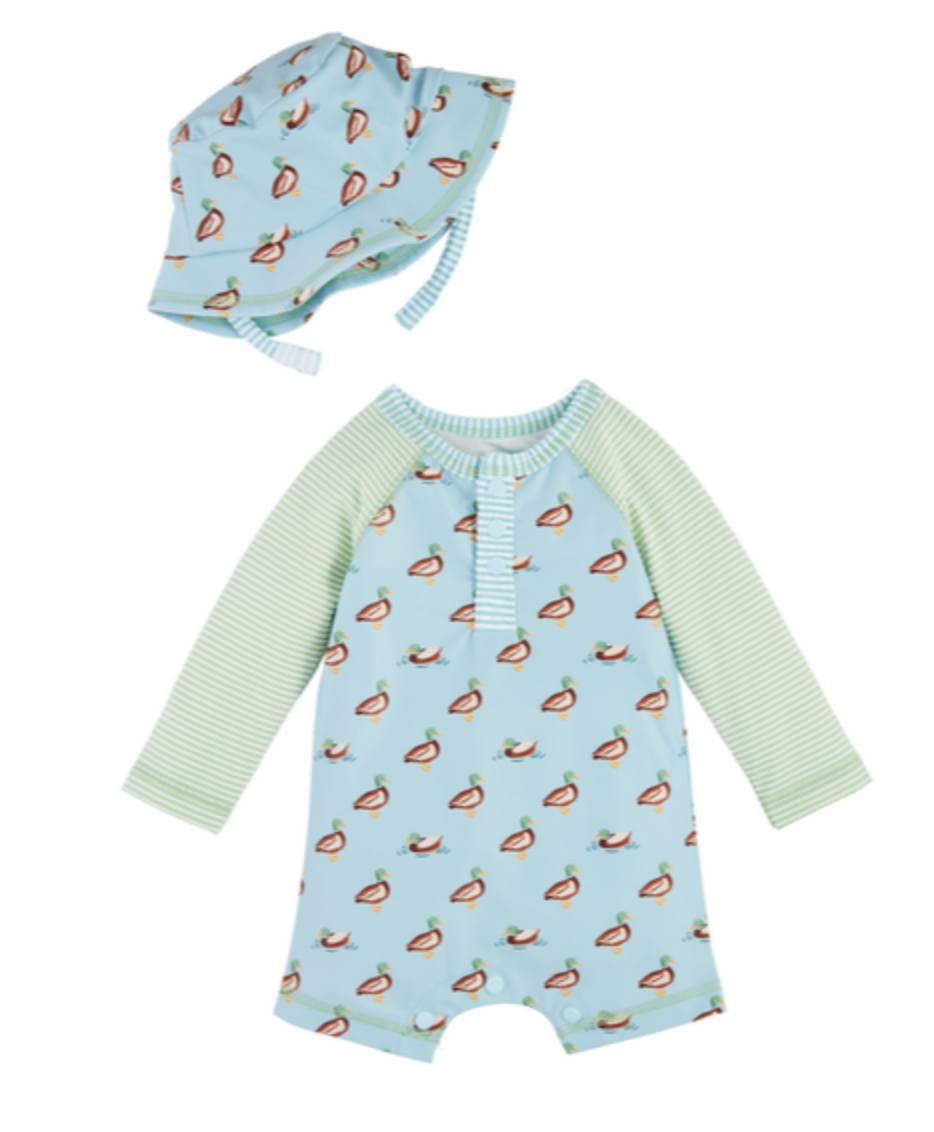 Mud Pie Boys Duck Rash Guard and Hat Set