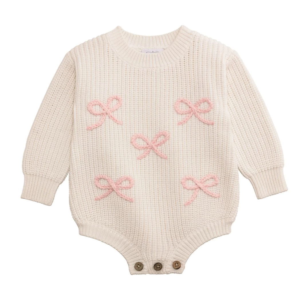 MudPie Bow Chainstitch Sweater Bubble