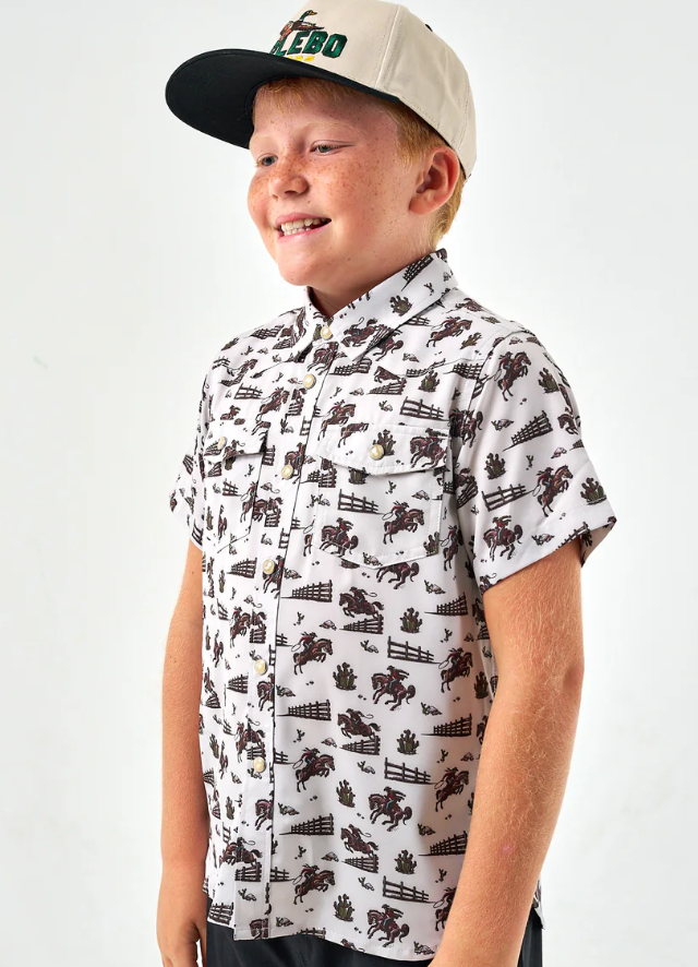 Burlebo Cowboy Country Pearl Snap Western Boys Shirt