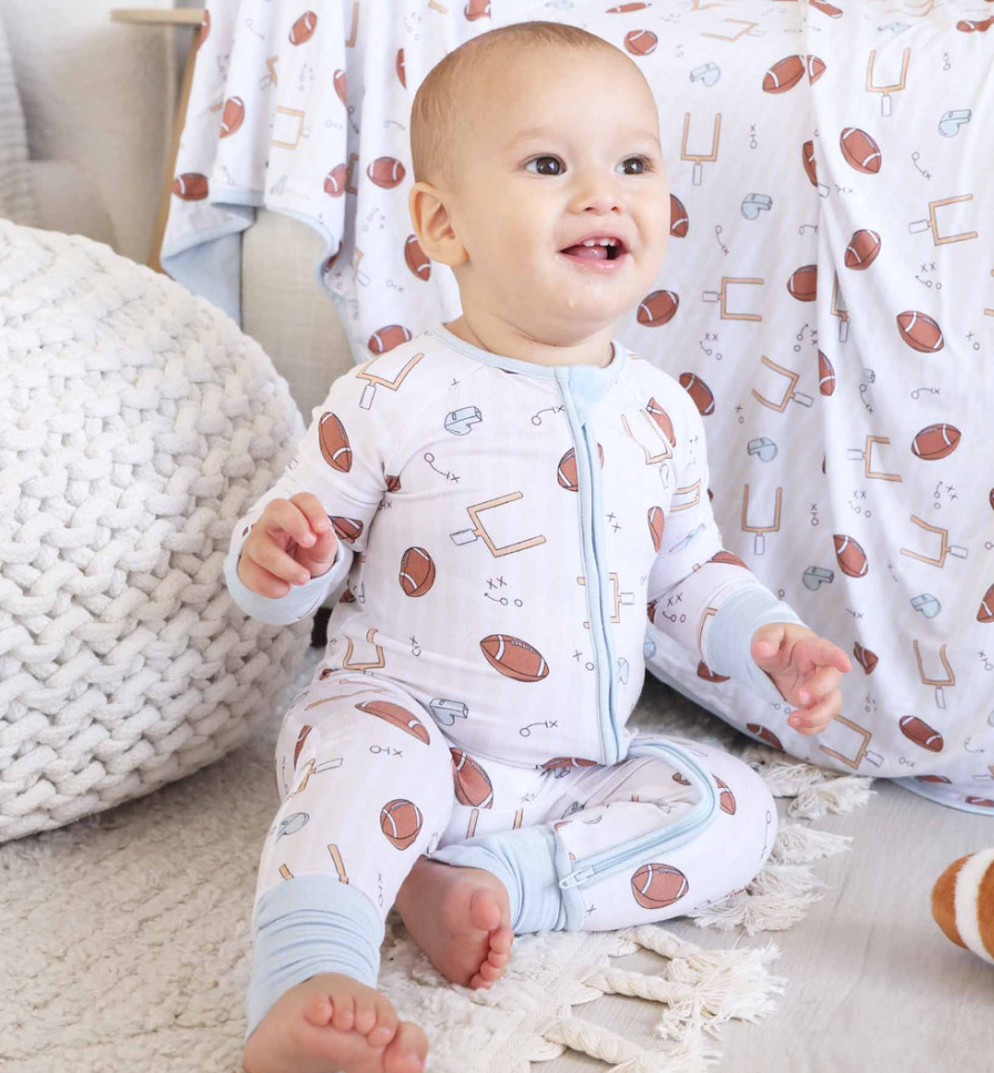 Tiny Touchdowns Boys Bamboo Onesie