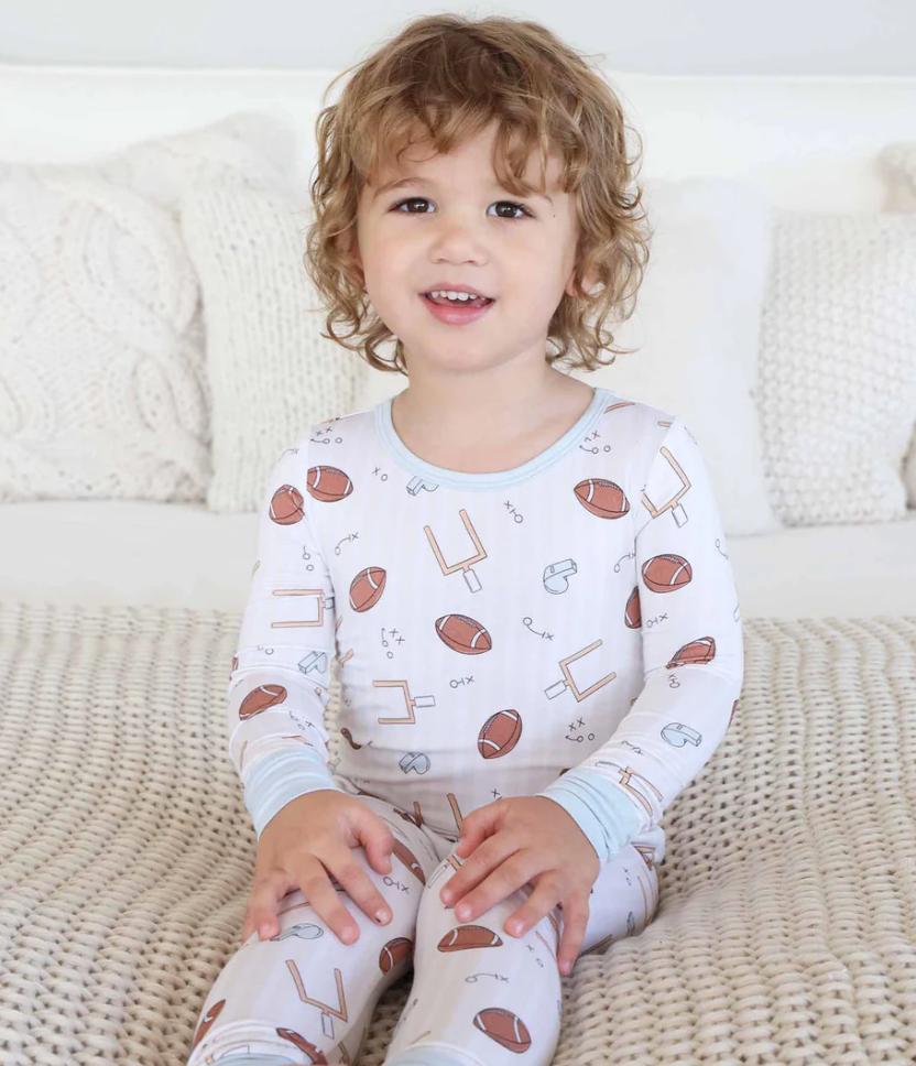 Tiny Touchdown Football Two Piece Boys Toddler Pajamas Bamboo