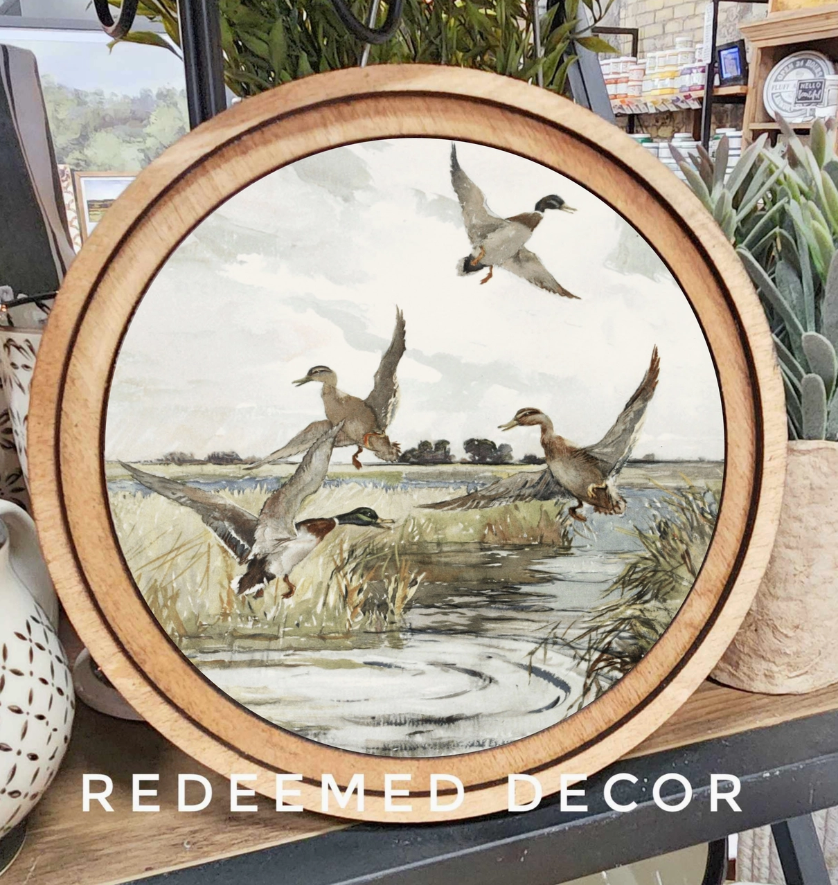 8" Round Mallard Ducks Art