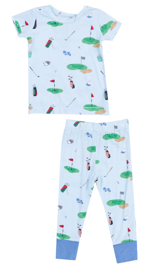 Angel Dear Boys Golf Things Blue Short Sleeve Loungewear Set Two Piece Pajamas