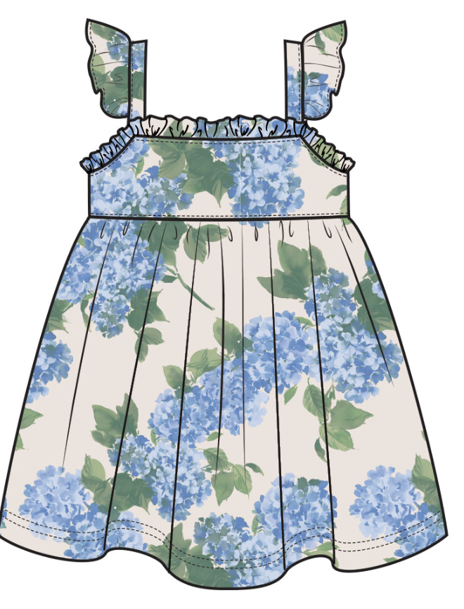 Angel Dear Girls Watercolor Hydrangeas Ruffle Sundress