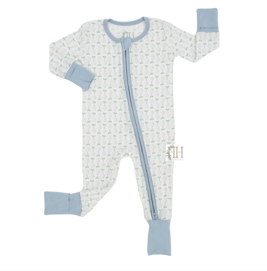 Hamner Hill Blue Golf Ball Teed Up Boys Bamboo Onesie