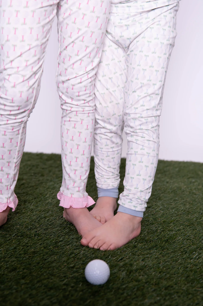 Hamner Hill Blue Boys Golf Ball Teed Up Bamboo Two Piece Loungewear Set