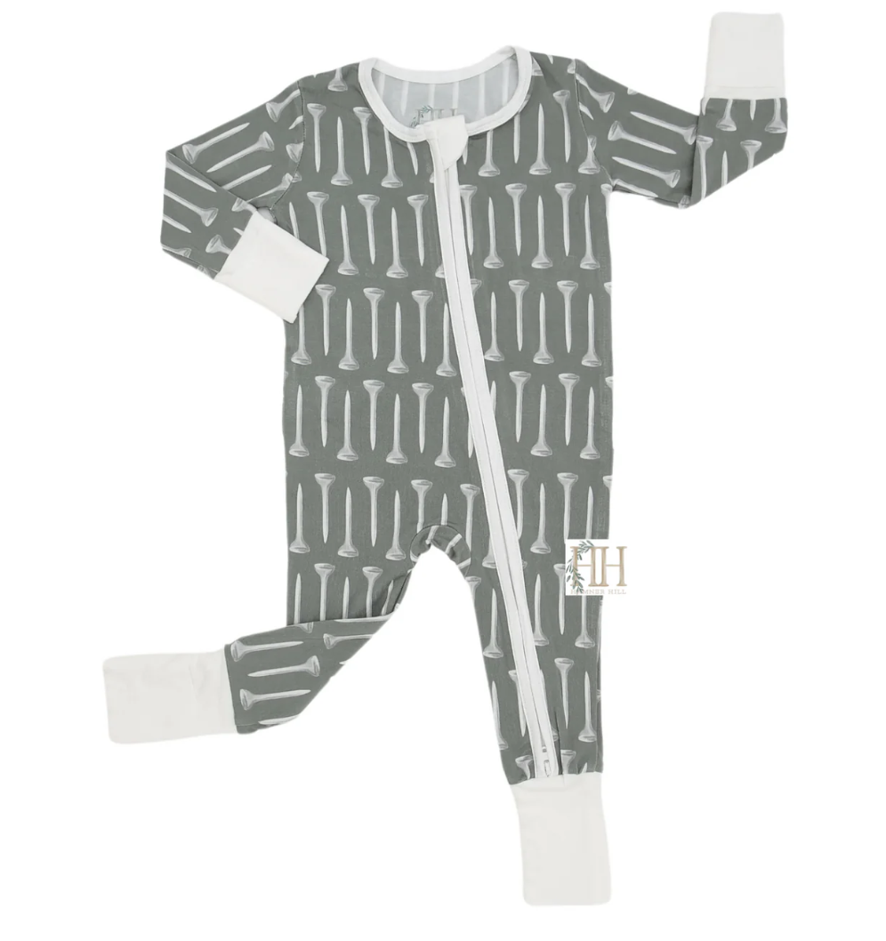 Hamner Hill Green Golf Tees Double Zipper Romper