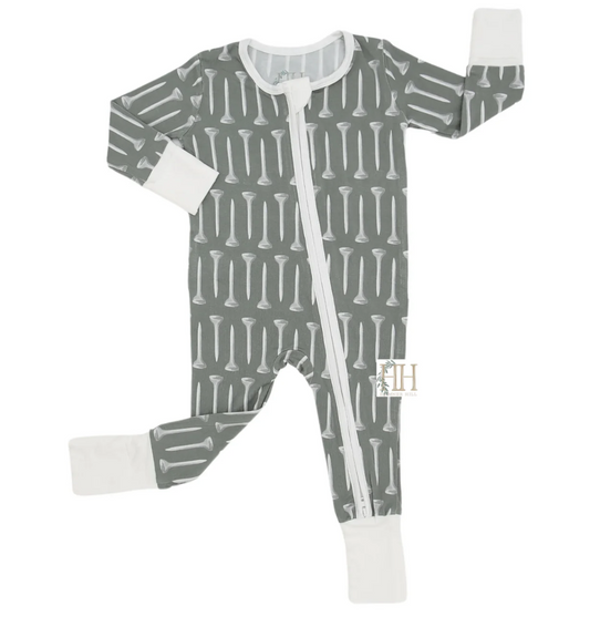 Hamner Hill Green Golf Tees Boys Bamboo Onesie