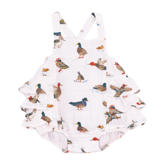 Angel Dear Girls Ducks Pink Ruffle Sunsuit Bubble