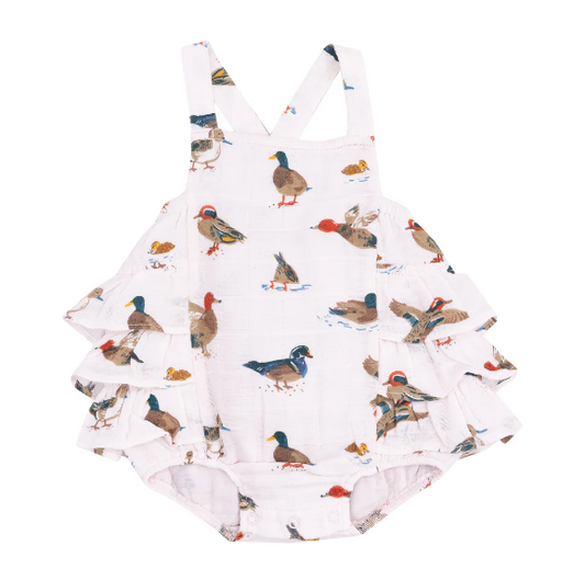 Angel Dear Girls Ducks Pink Ruffle Sunsuit Bubble